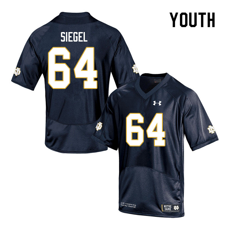 Youth #64 Max Siegel Notre Dame Fighting Irish College Football Jerseys Sale-Navy